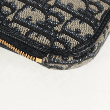 Christian Dior 30 Montaigne Phone Holder on Chain Oblique Canvas, Navy, Canvas, Clutch