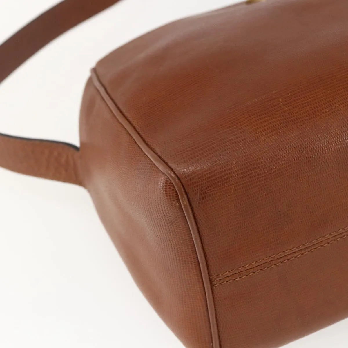 Celine Vintage Circle Logo Leather, Brown, Leather, Shoulder Bag