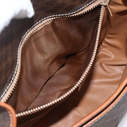 Celine Vintage Macadam Canvas and Leather, Brown, Canvas, Shoulder Bag