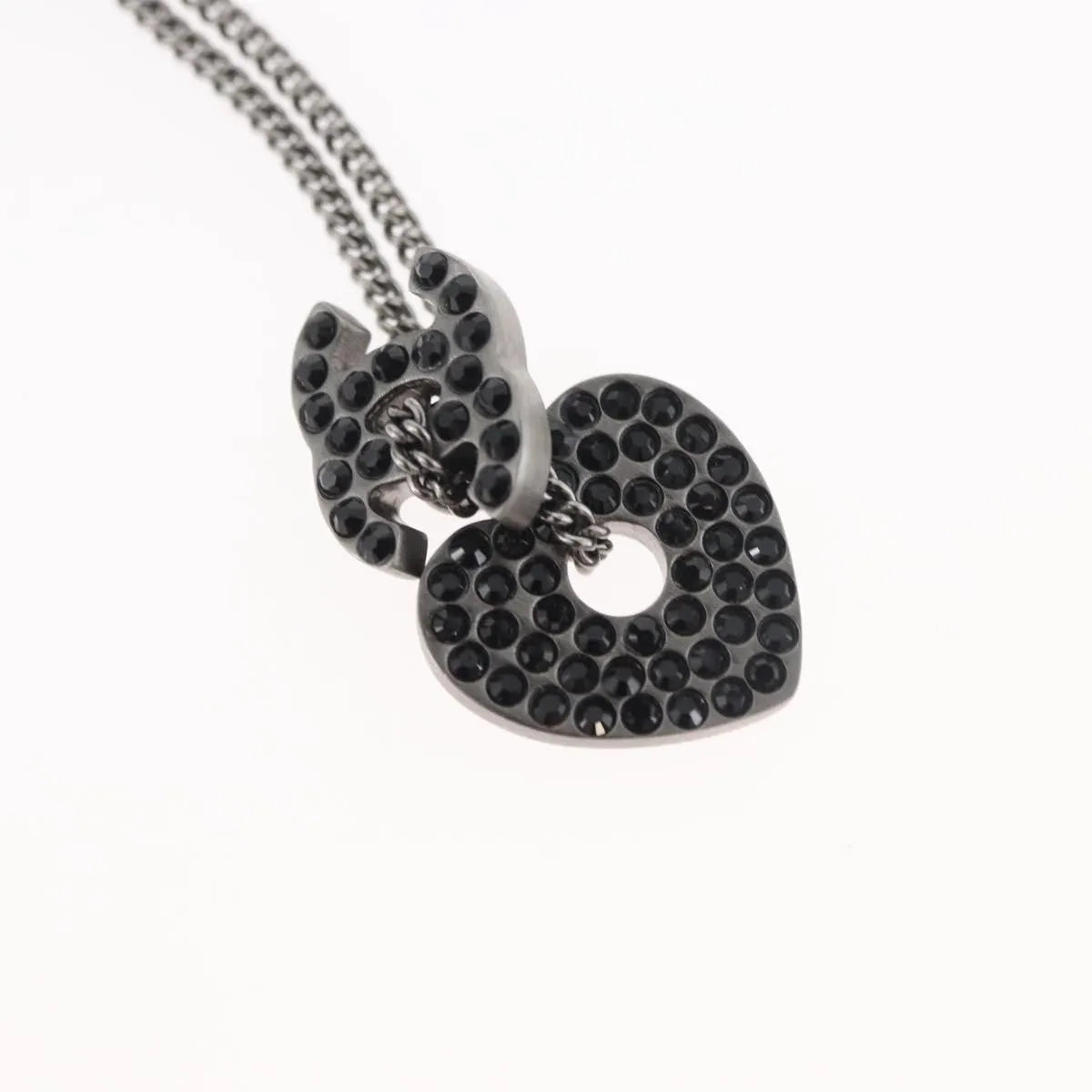 Chanel Coco Long Metal with Faux Pearls and Crystals, Black, Metal, Necklace