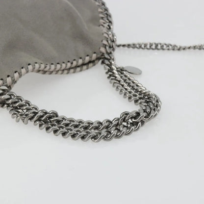 Stella McCartney Falabella Fold Over Faux Leather, Gray, Polyester, Shoulder Bag
