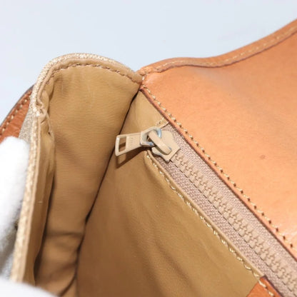 Celine Vintage Macadam Canvas and Leather, Beige, Canvas, Shoulder Bag