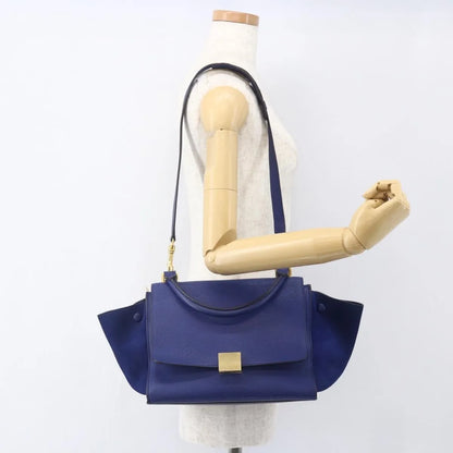 Celine Trapeze Leather, Blue, Leather, Handbag
