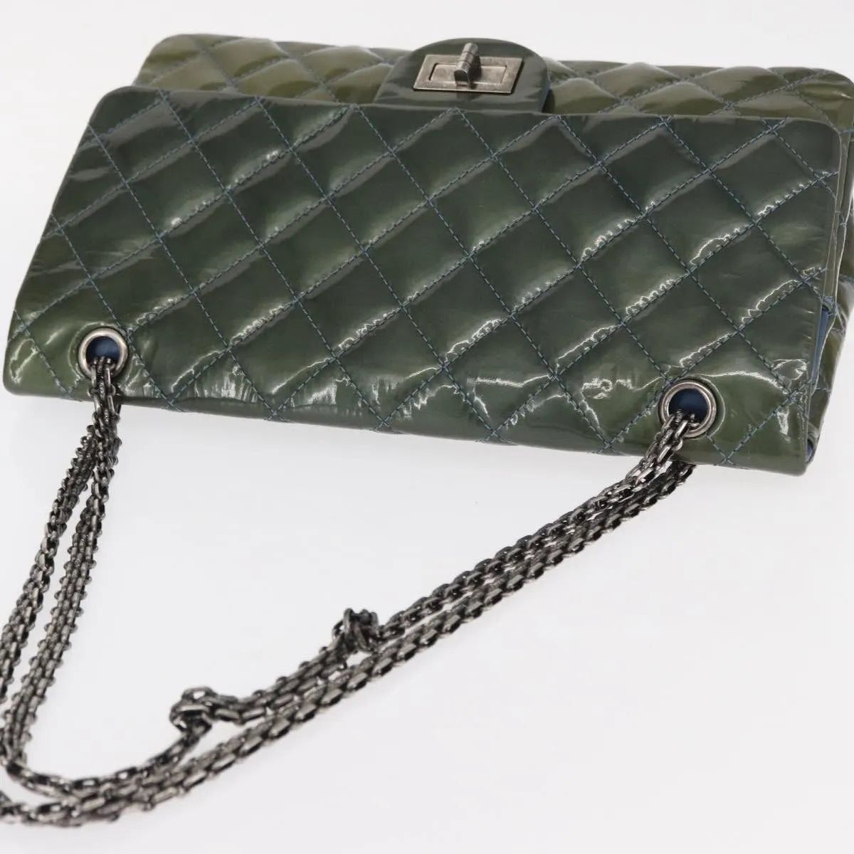 Chanel Reissue 2.55 Flap Quilted Patent, Green, Metal, Shoulder Bag