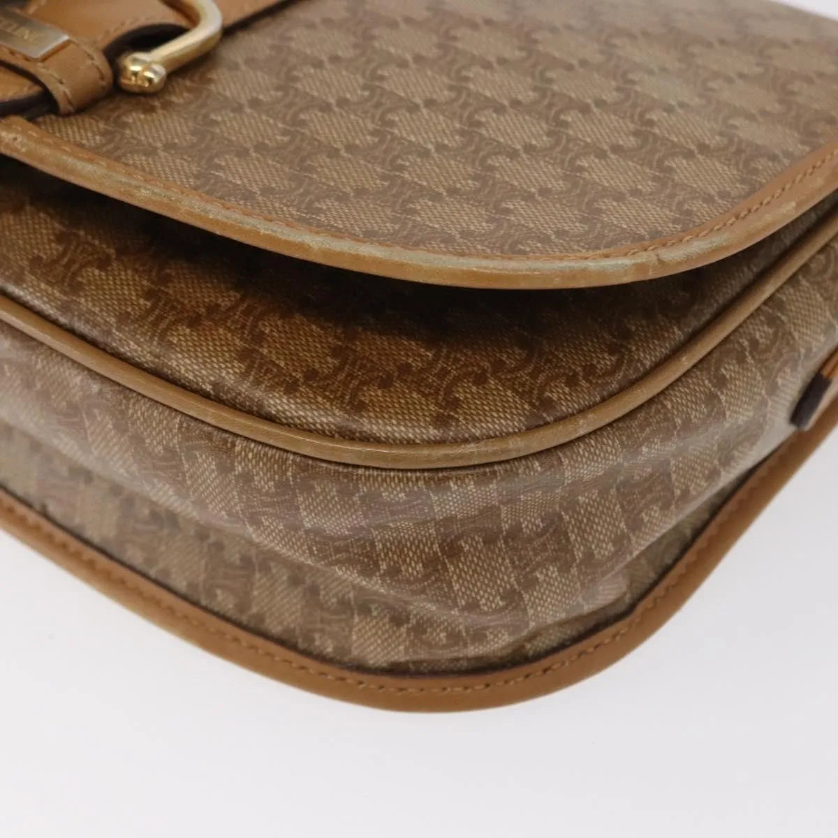 Celine Vintage Macadam Canvas, Beige, Canvas, Shoulder Bag
