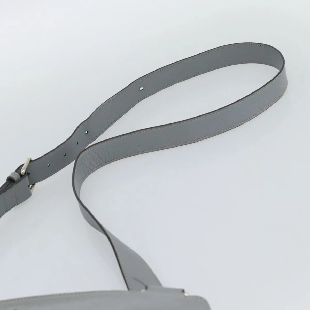 Gucci Zip Top Messenger Guccissima Leather, Gray, Canvas, Shoulder Bag