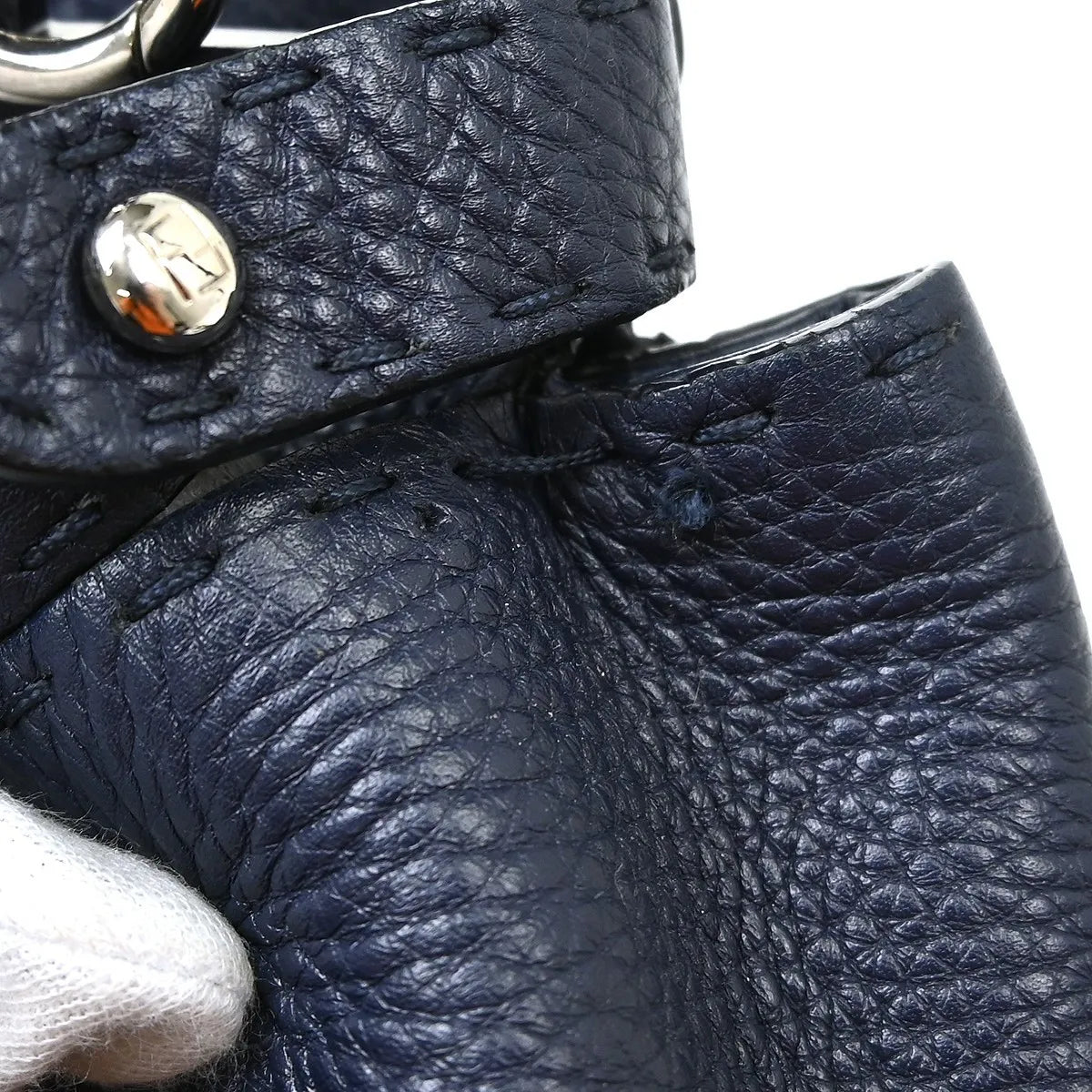Fendi Peekaboo Soft Leather, Navy, Leather, Handbag