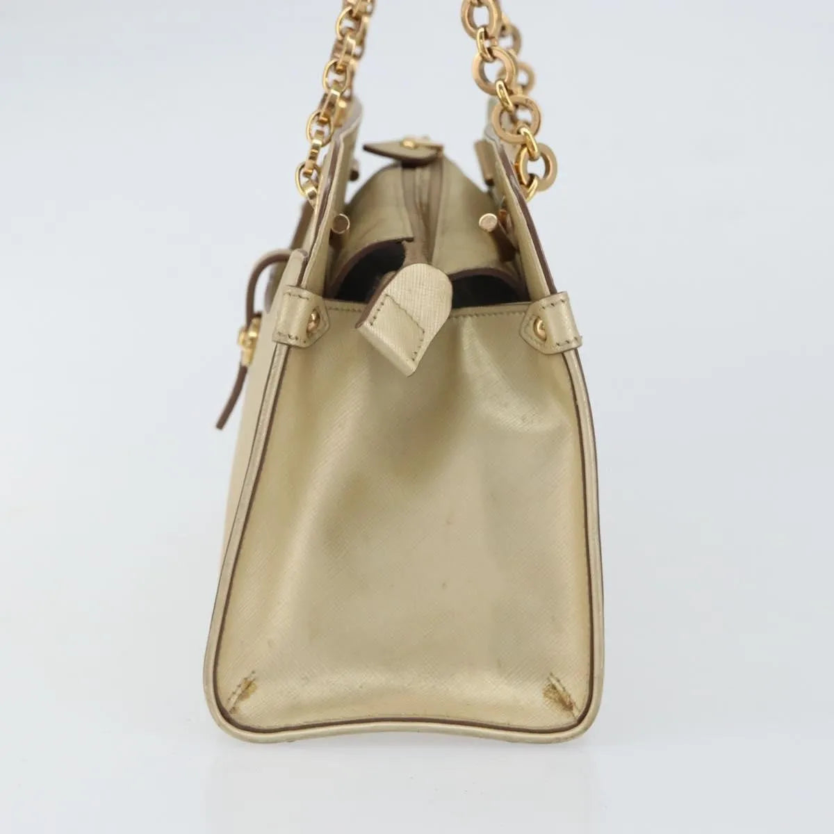 Salvatore Ferragamo Gancini Leather, Gold, Leather, Shoulder Bag