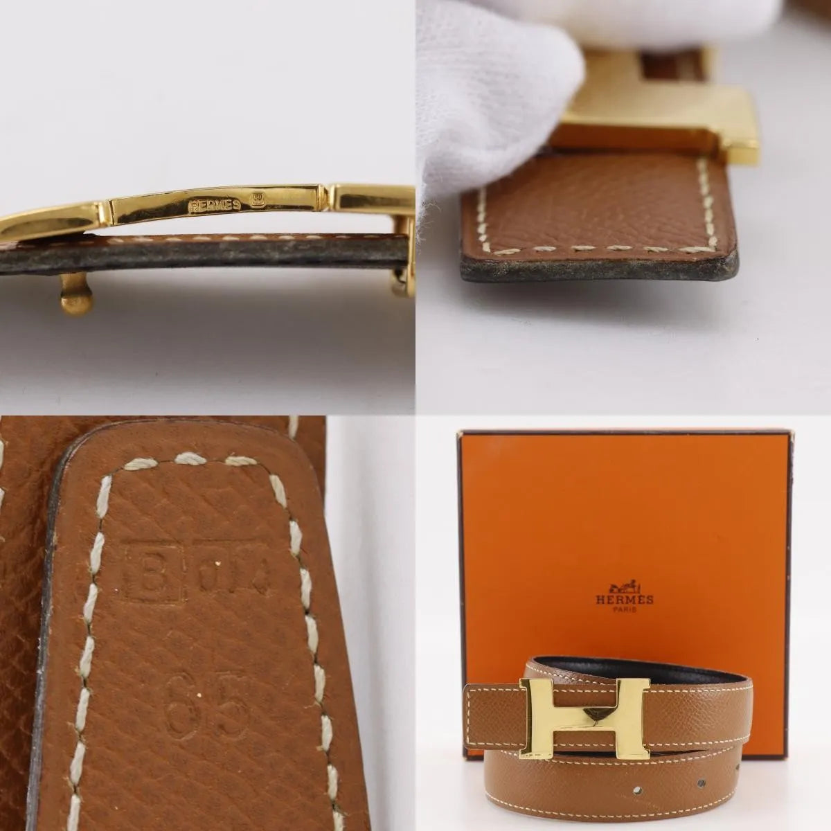 Hermes Constance Reversible Belt Leather, Brown, Leather, Belt