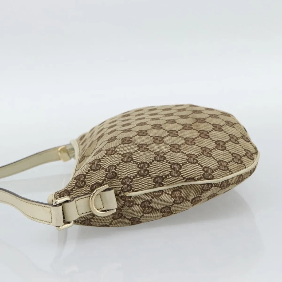 Gucci Britt Half Moon Hobo GG Canvas, Beige, Canvas, Shoulder Bag