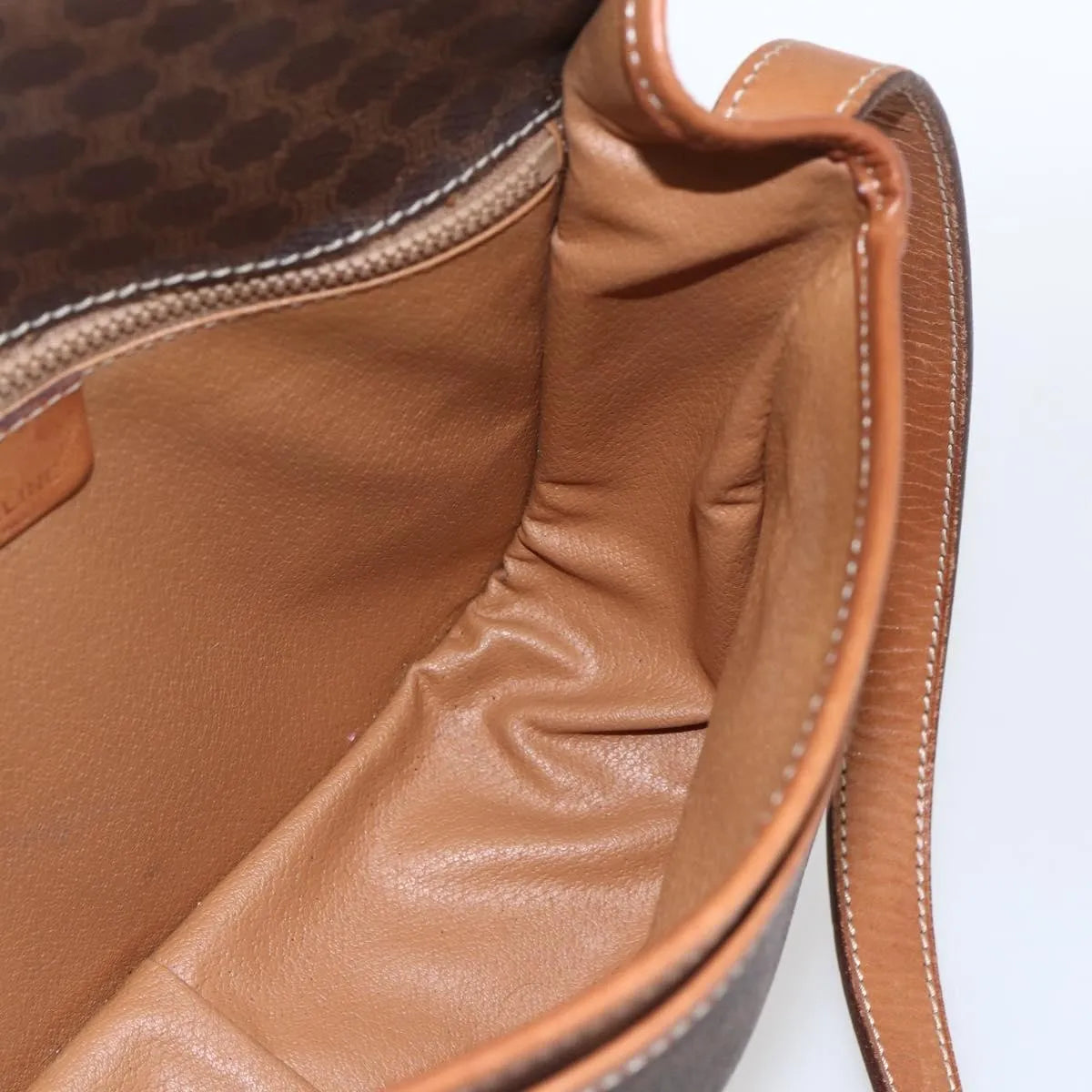 Celine Vintage Macadam Canvas and Leather, Brown, Canvas, Shoulder Bag
