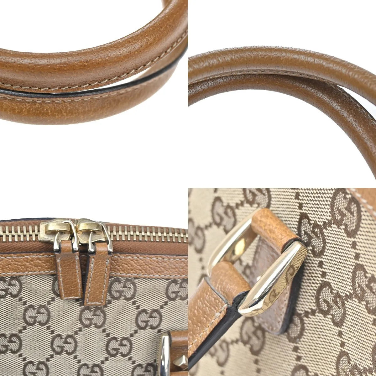Gucci Vintage Boston Bag Monogram Canvas, Brown, Canvas, Handbag