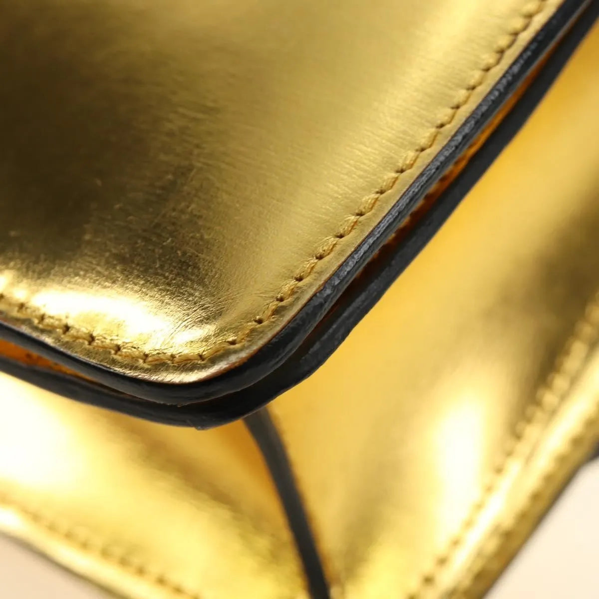 Celine Flap Shoulder Leather, Gold, Leather, Shoulder Bag