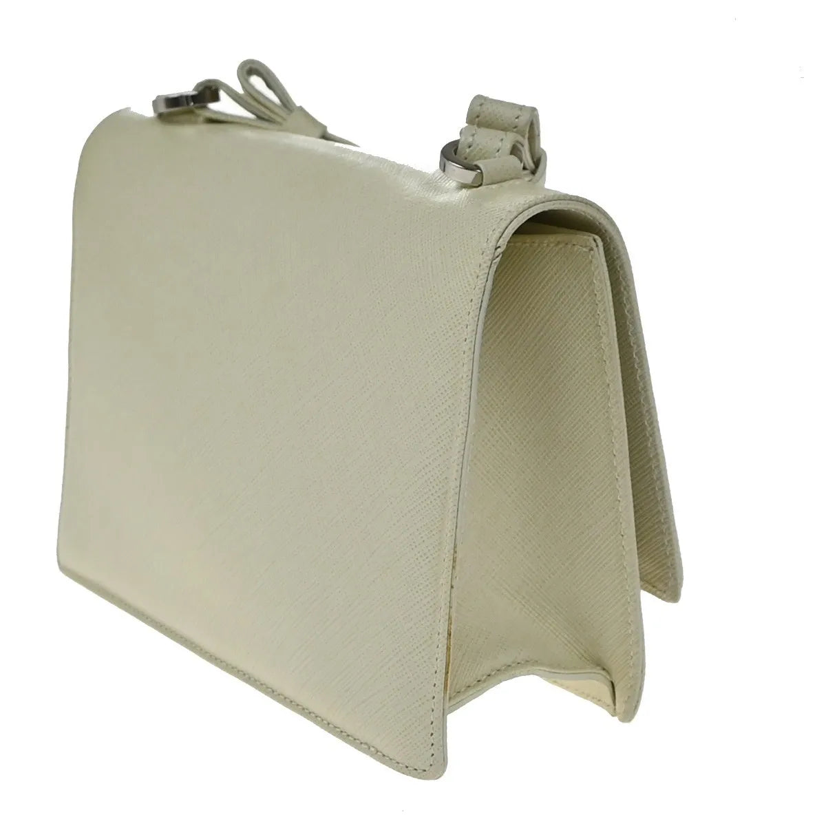 Salvatore Ferragamo Gancini Leather, White, Leather, Shoulder Bag