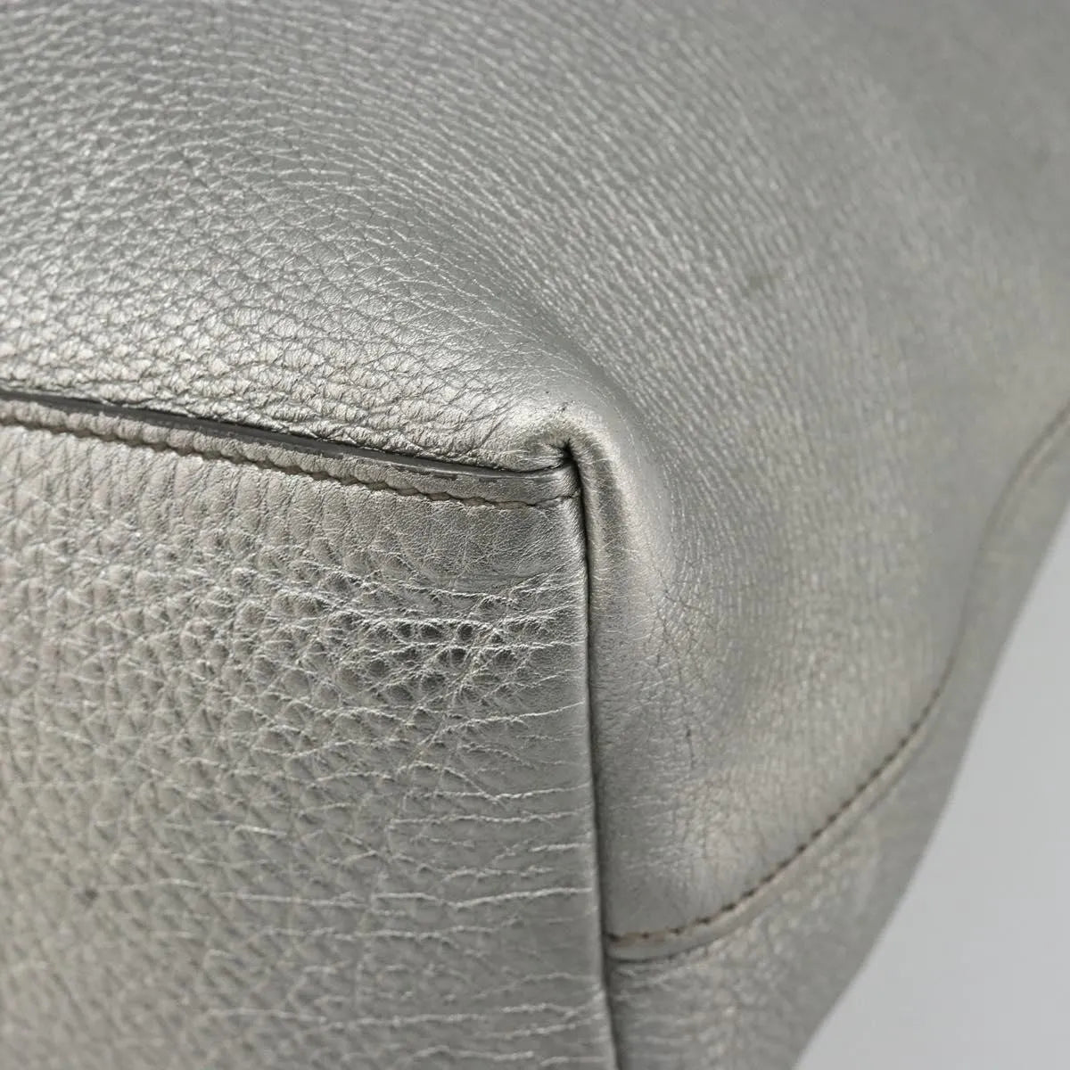 Prada Vintage Tote Leather, Silver, Leather, Tote Bag