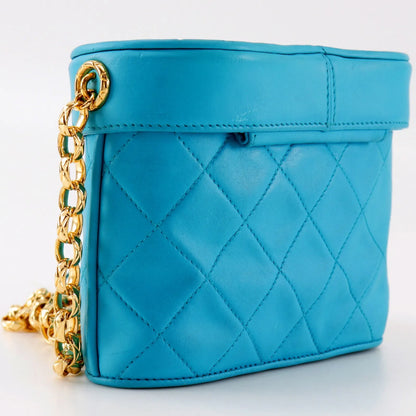 Chanel Vintage Tassel Box Quilted Leather, Turquoise, Leather, Shoulder Bag