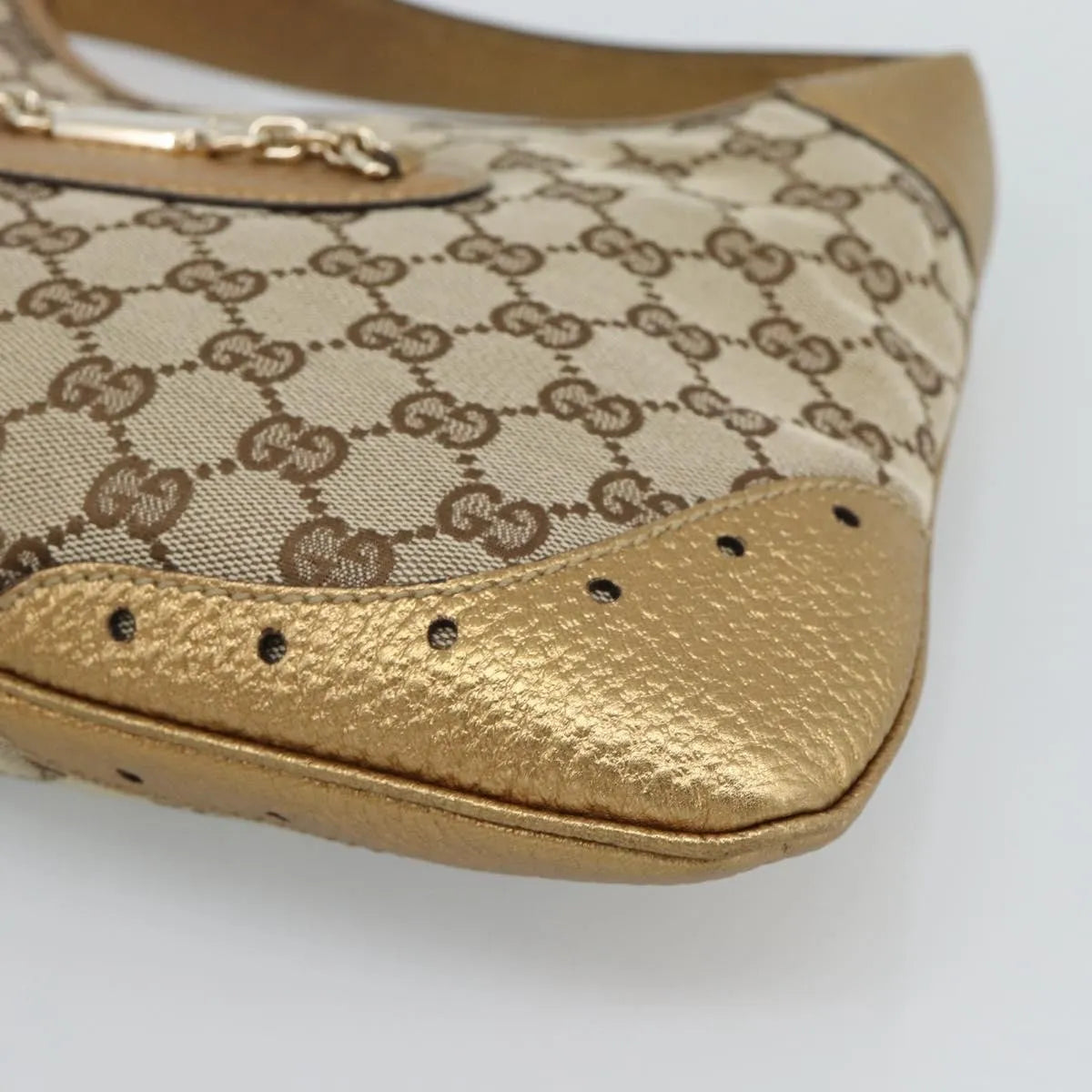 Gucci Vintage Jackie O Chain Hobo GG Canvas, Beige, Canvas, Handbag