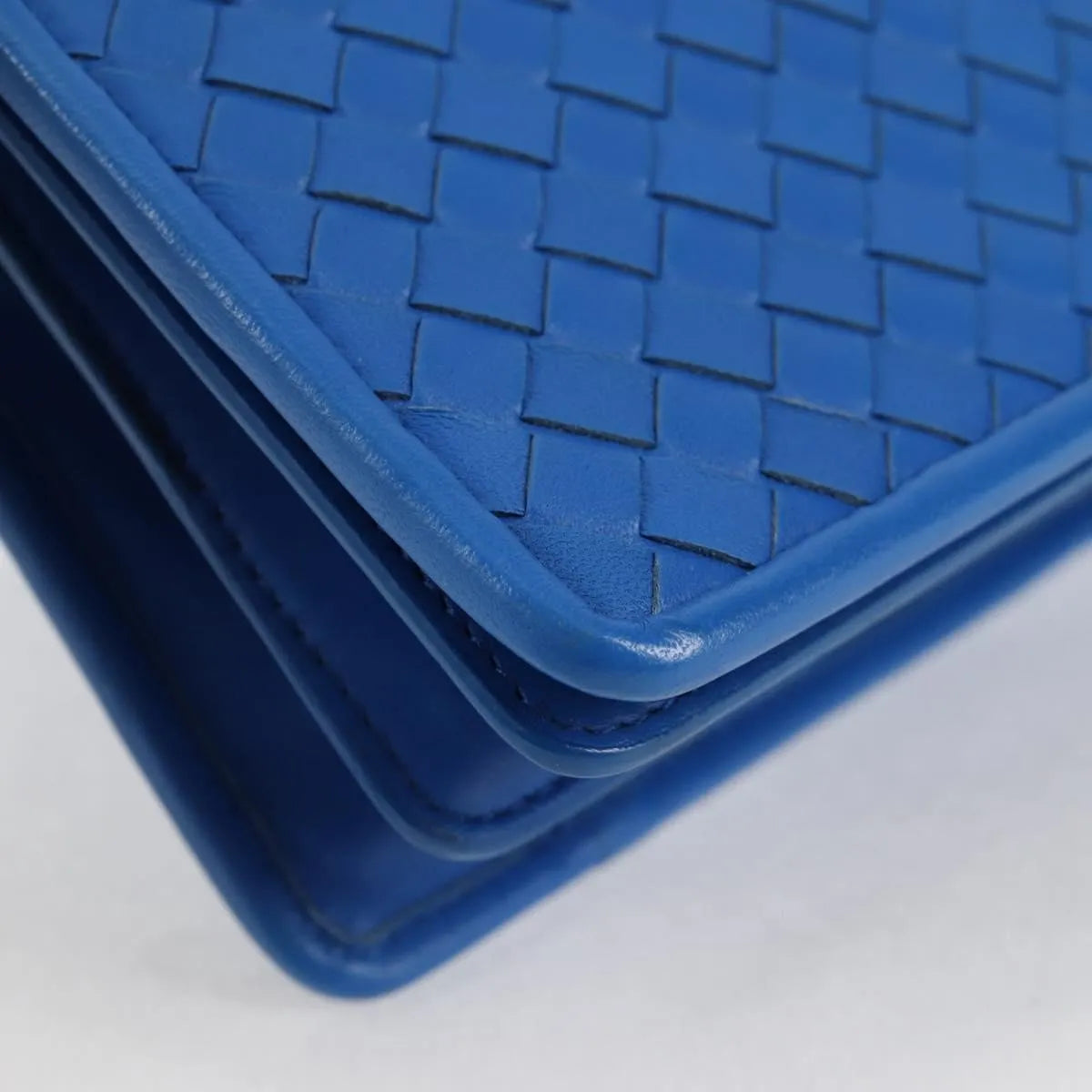 Bottega Veneta Double Compartment Flap Intrecciato Nappa, Blue, Leather, Shoulder Bag