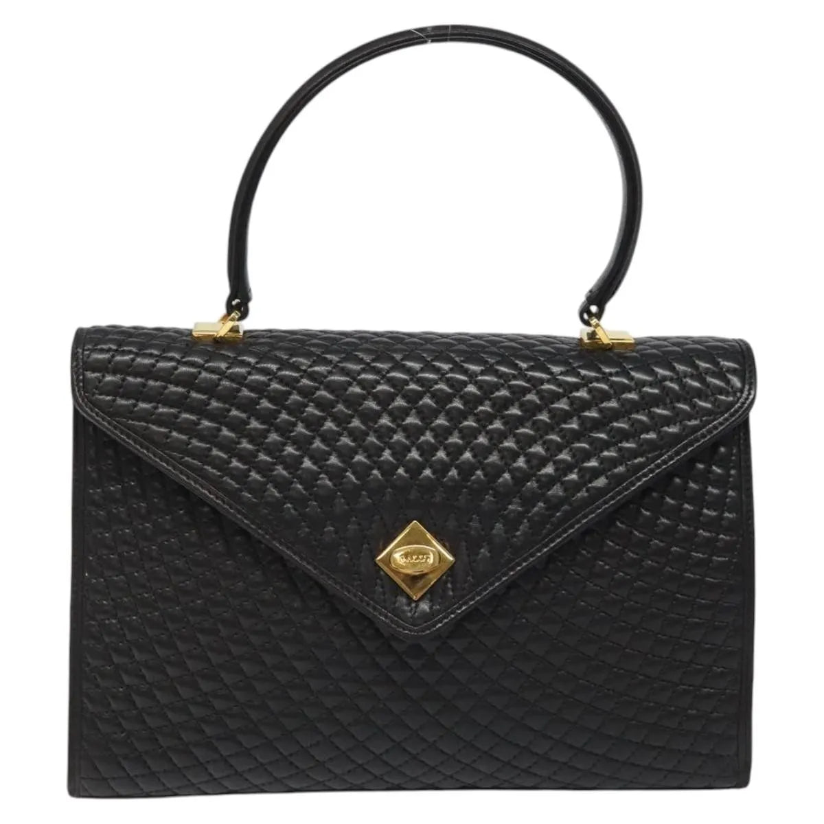 Bally Vintage Quilted Leather, Black, Leather, Handbag