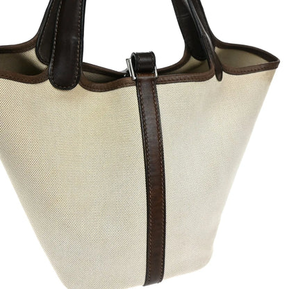 Hermes Picotin Toile and Leather, Beige, Canvas, Toiletry Case