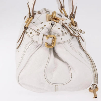 Chloe Paddington Lock Leather, White, Leather, Handbag