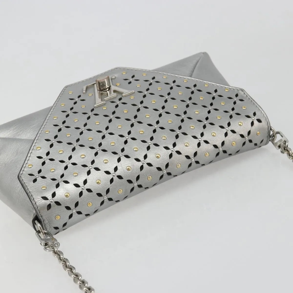 Louis Vuitton Love Note Chain Clutch Leather, Silver, Leather, Shoulder Bag