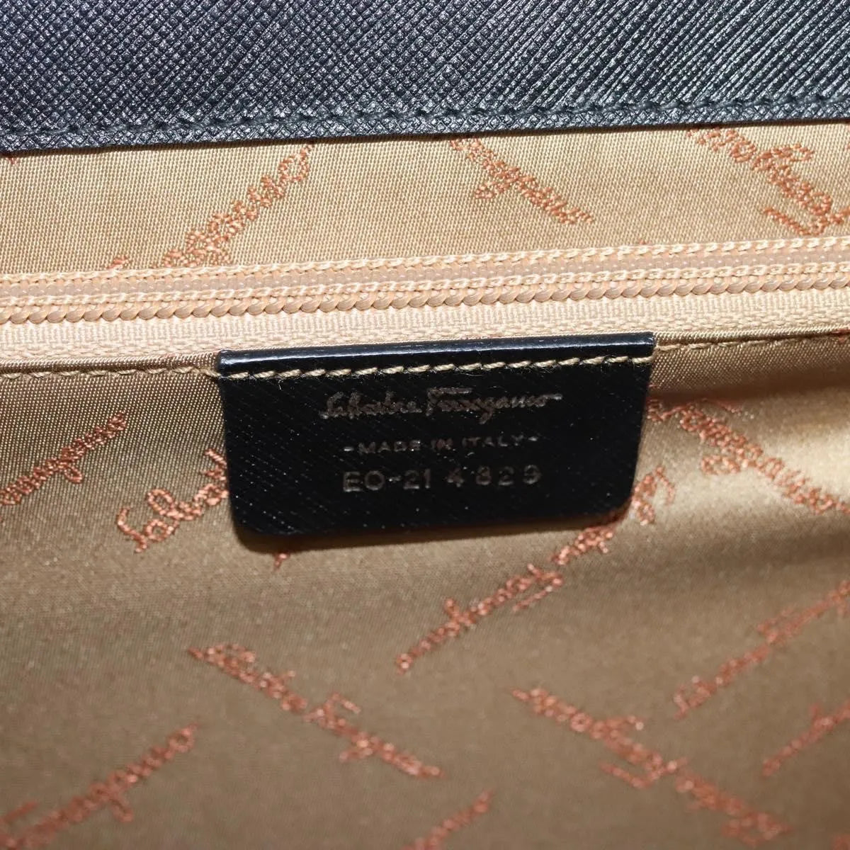 Salvatore Ferragamo Double Gancini Top Handle Saffiano Leather, Black, Leather, Handbag
