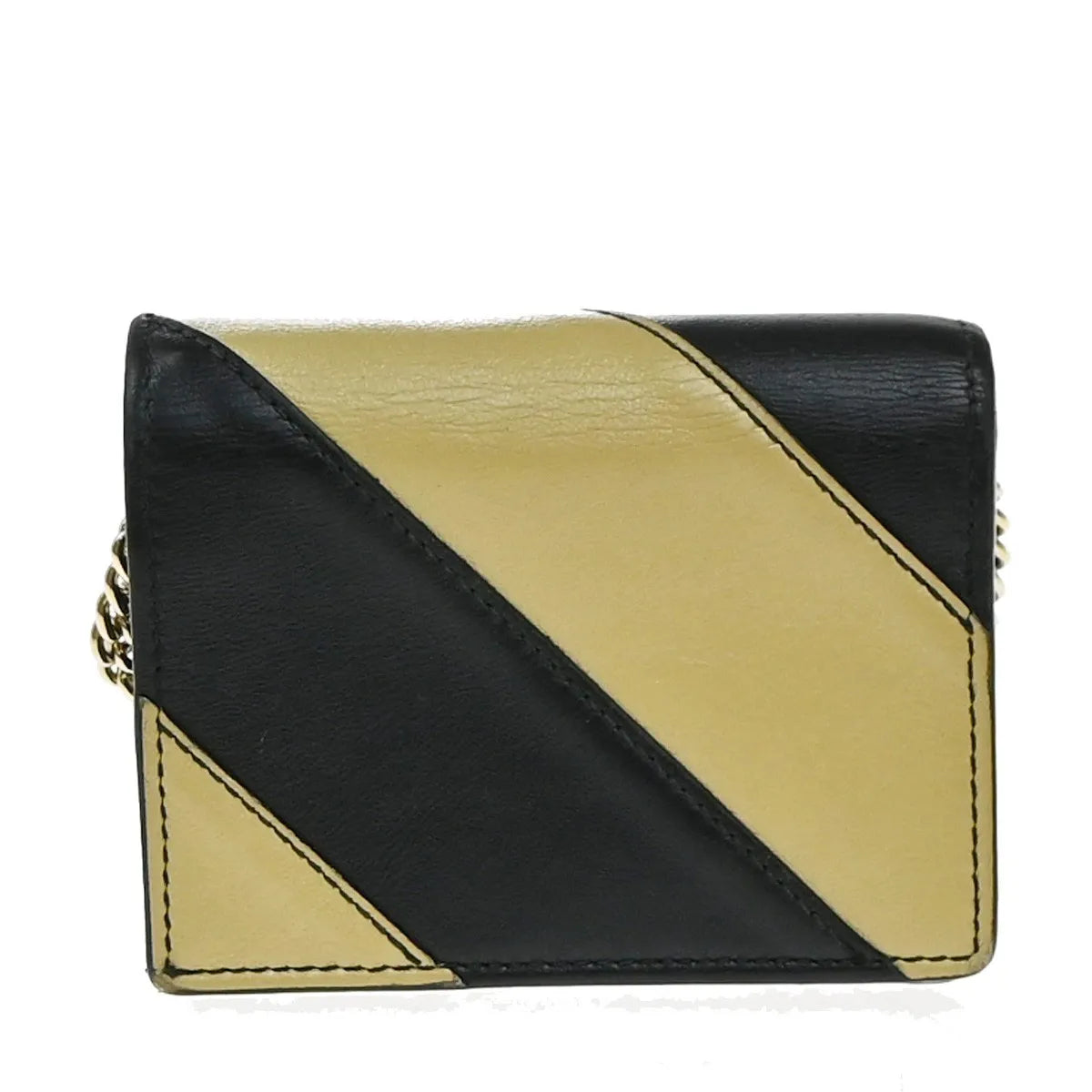 Gucci Zumi Chain Card Case Diagonal Quilted Leather, Black, Leather, Wallet
