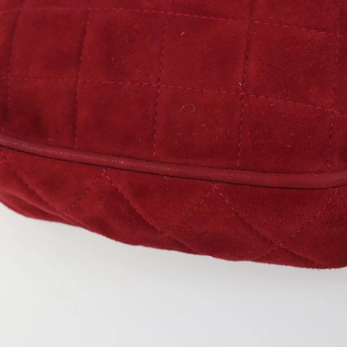 Chanel Vintage Diamond Tassel Quilted Suede, Red, Suede, Shoulder Bag