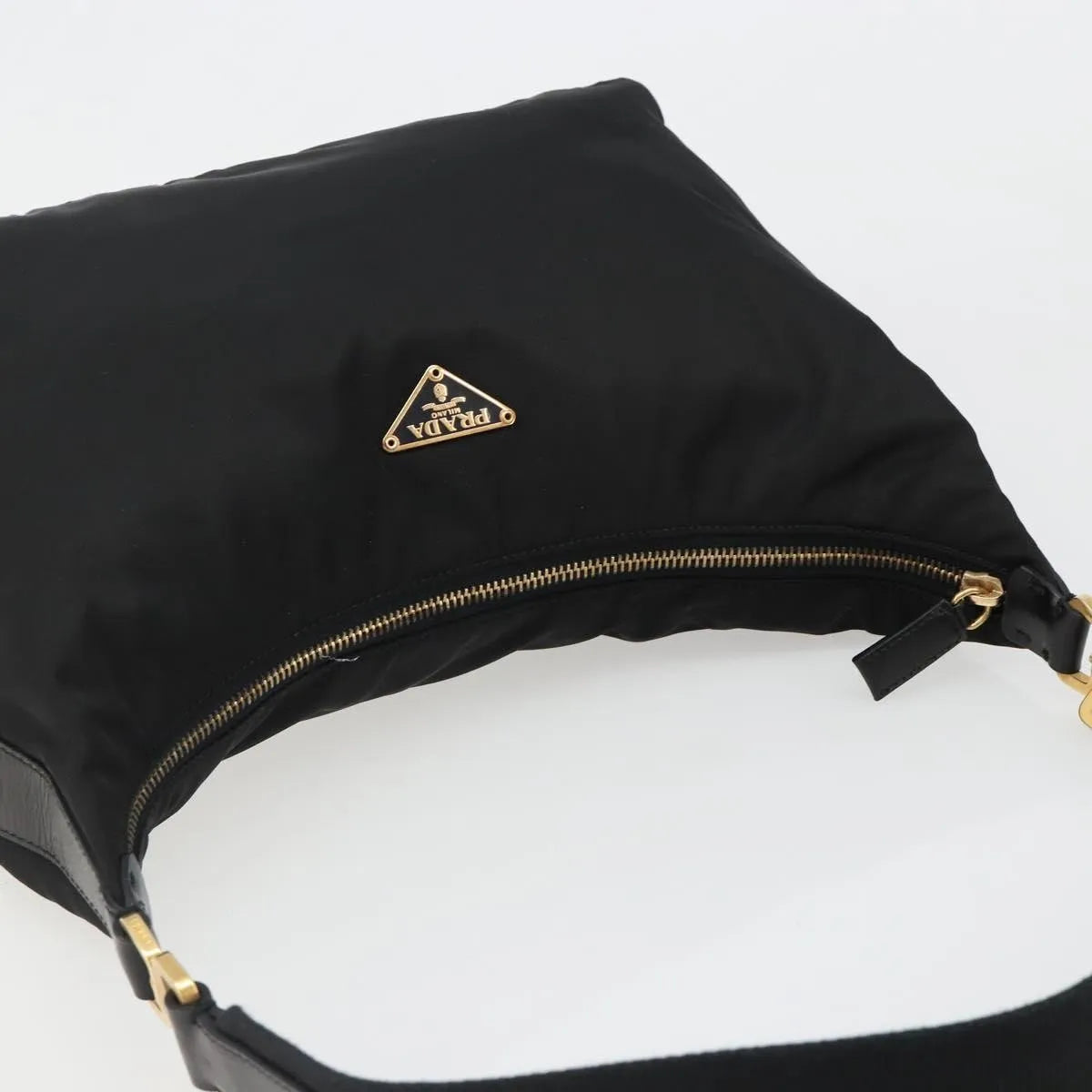 Prada Shoulder Python, Black, Nylon, Shoulder Bag