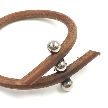 Hermes Lock Bracelet Leather and Metal, Brown, Leather, Bracelet
