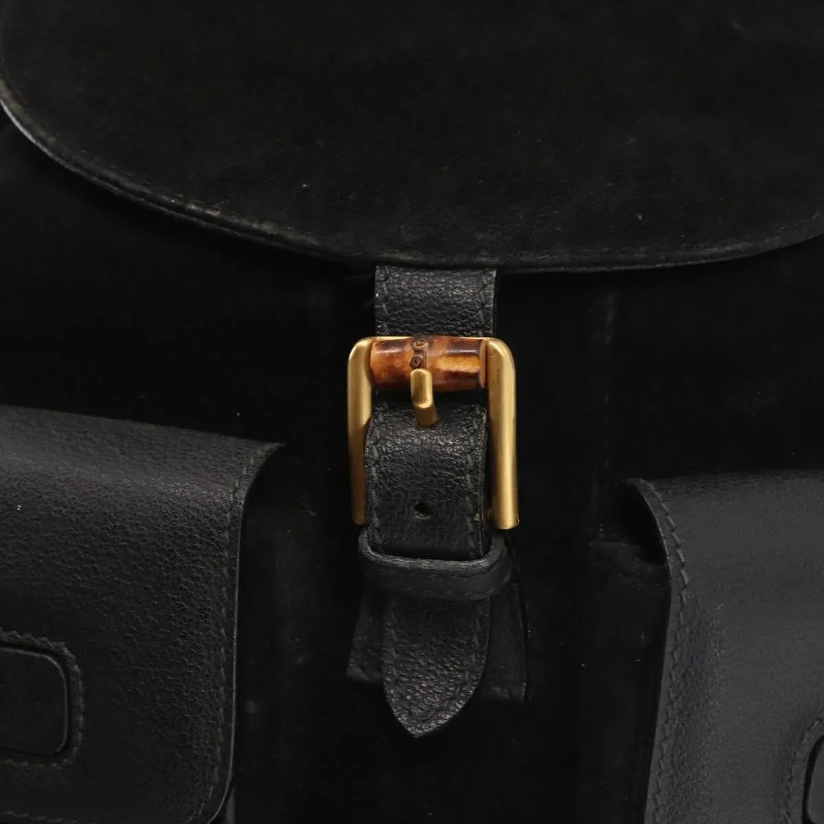 Gucci Vintage Bamboo Suede, Black, Suede, Backpack