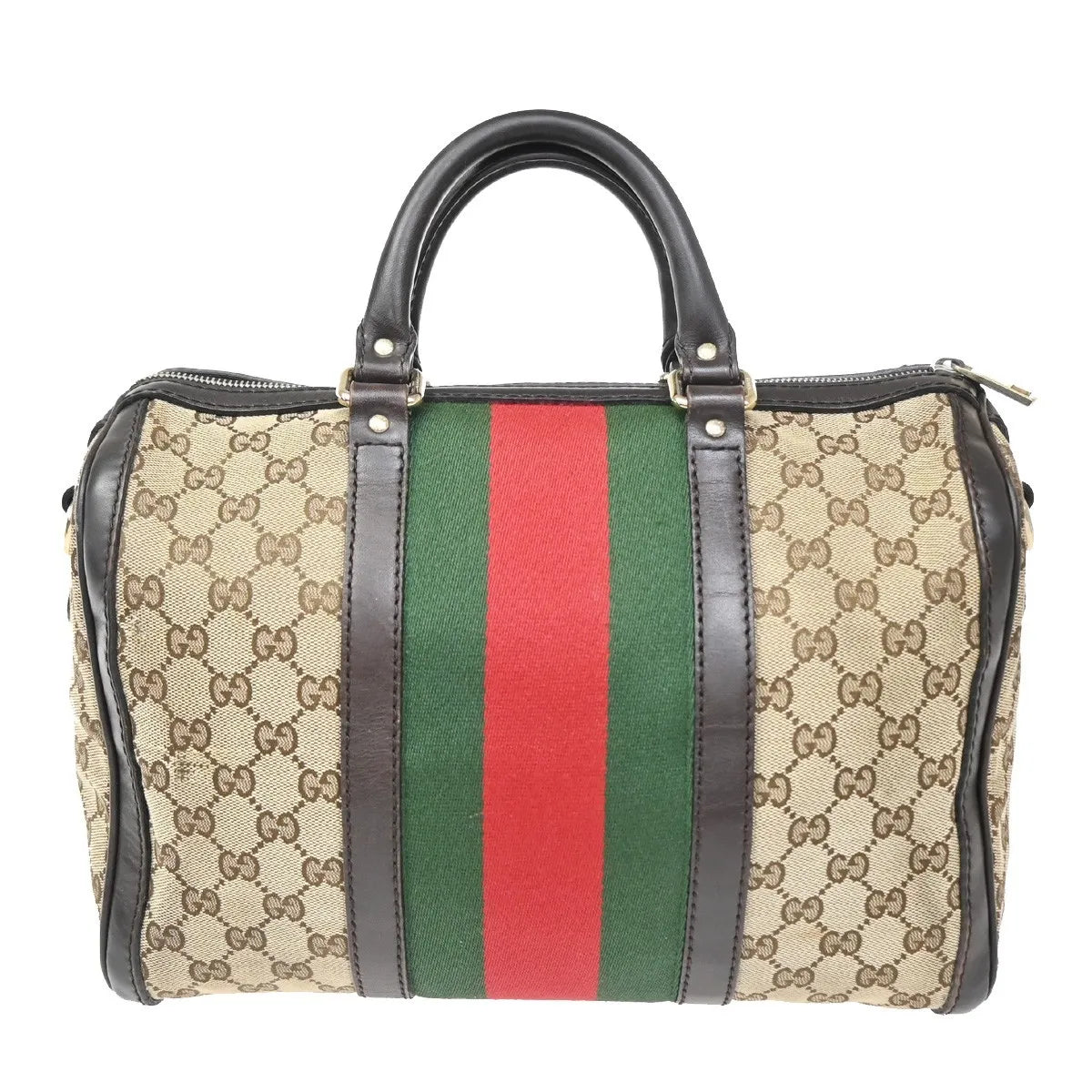 Gucci Vintage Web Boston GG Canvas, Brown, Canvas, Handbag