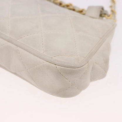 Chanel Vintage Diamond CC Tassel Quilted Lambskin, White, Leather, Shoulder Bag