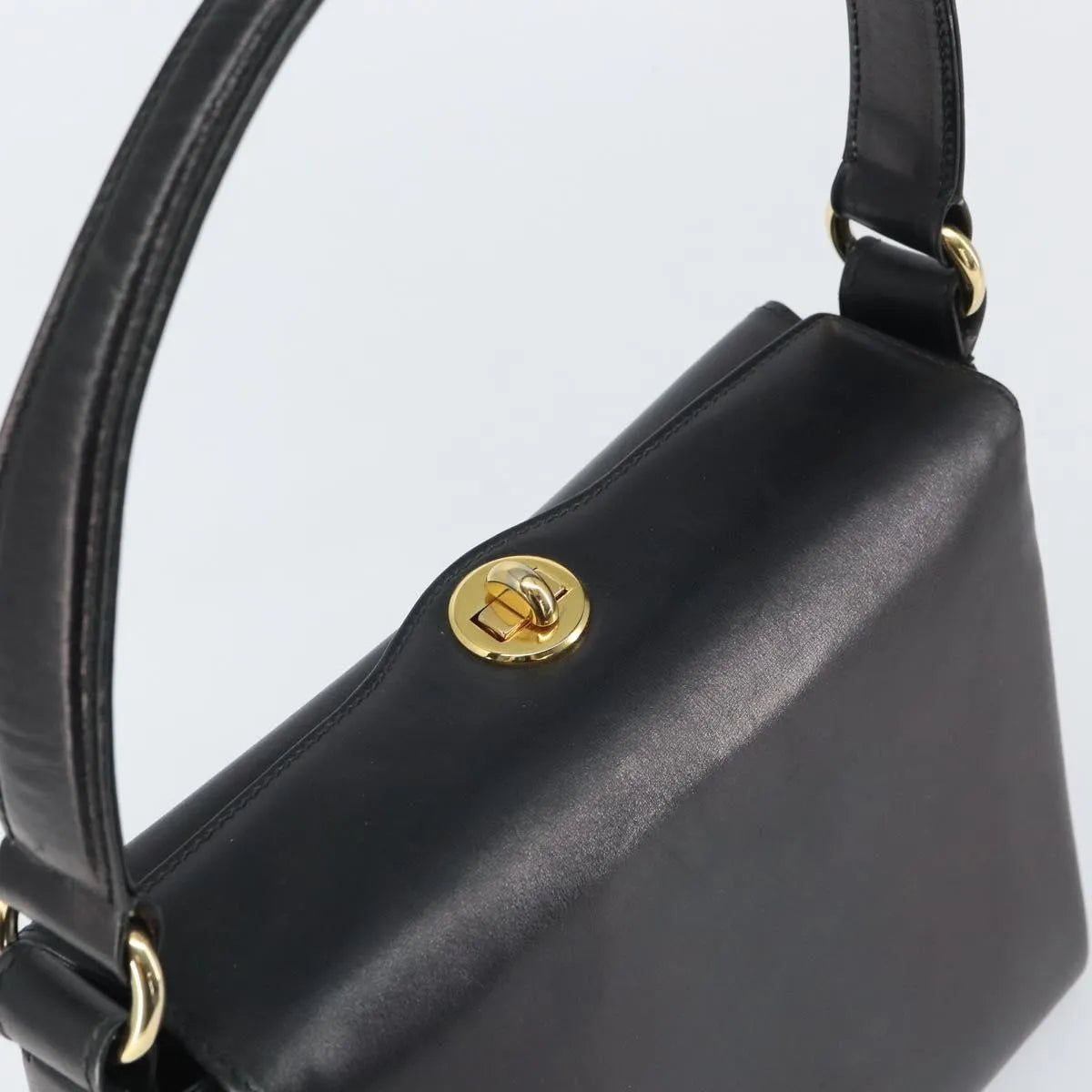 Gucci Vintage Convertible Box Leather, Black, Leather, Handbag