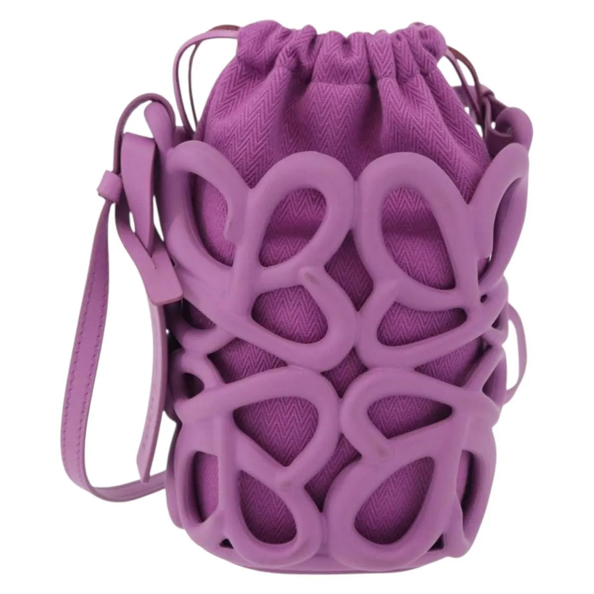 Loewe Anagram Inflated Pocket Canvas and silicon, Purple, Canvas, Crossbody Bag