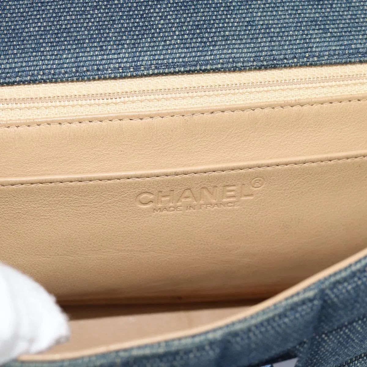 Chanel Chocolate Bar Mademoiselle Top Handle Quilted Denim, Blue, Canvas, Handbag
