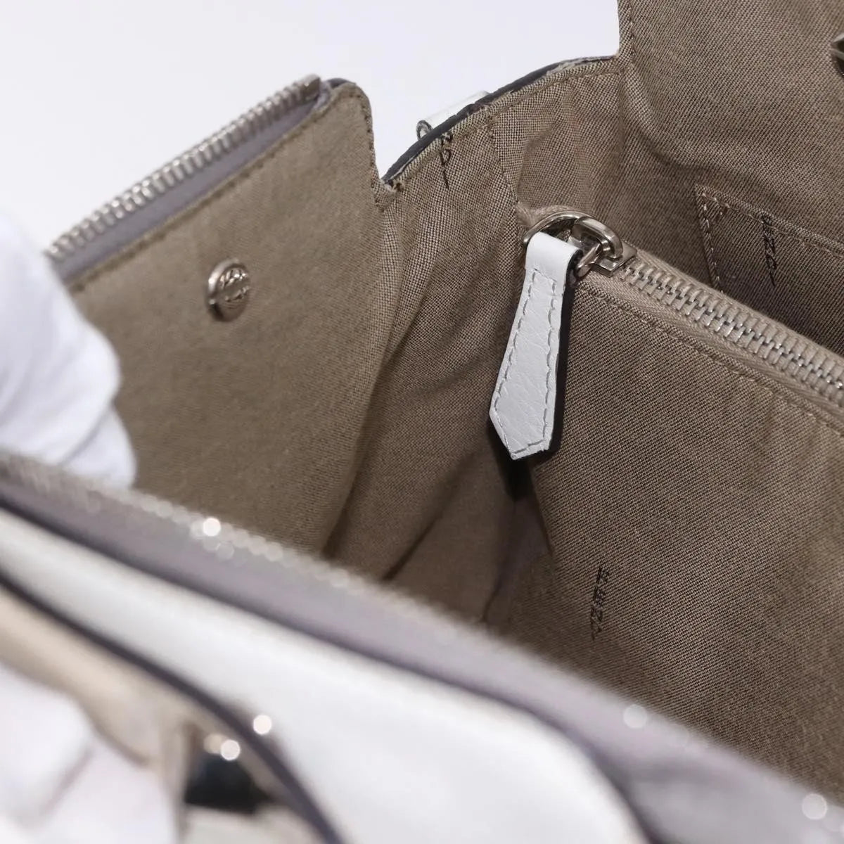 Fendi By The Way Satchel M, White, Leather, Crossbody Bag