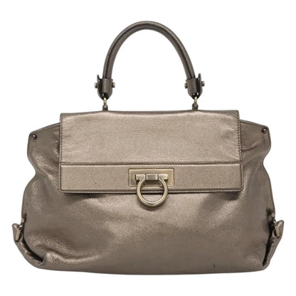 Salvatore Ferragamo Sofia Satchel Leather, Gold, Leather, Handbag