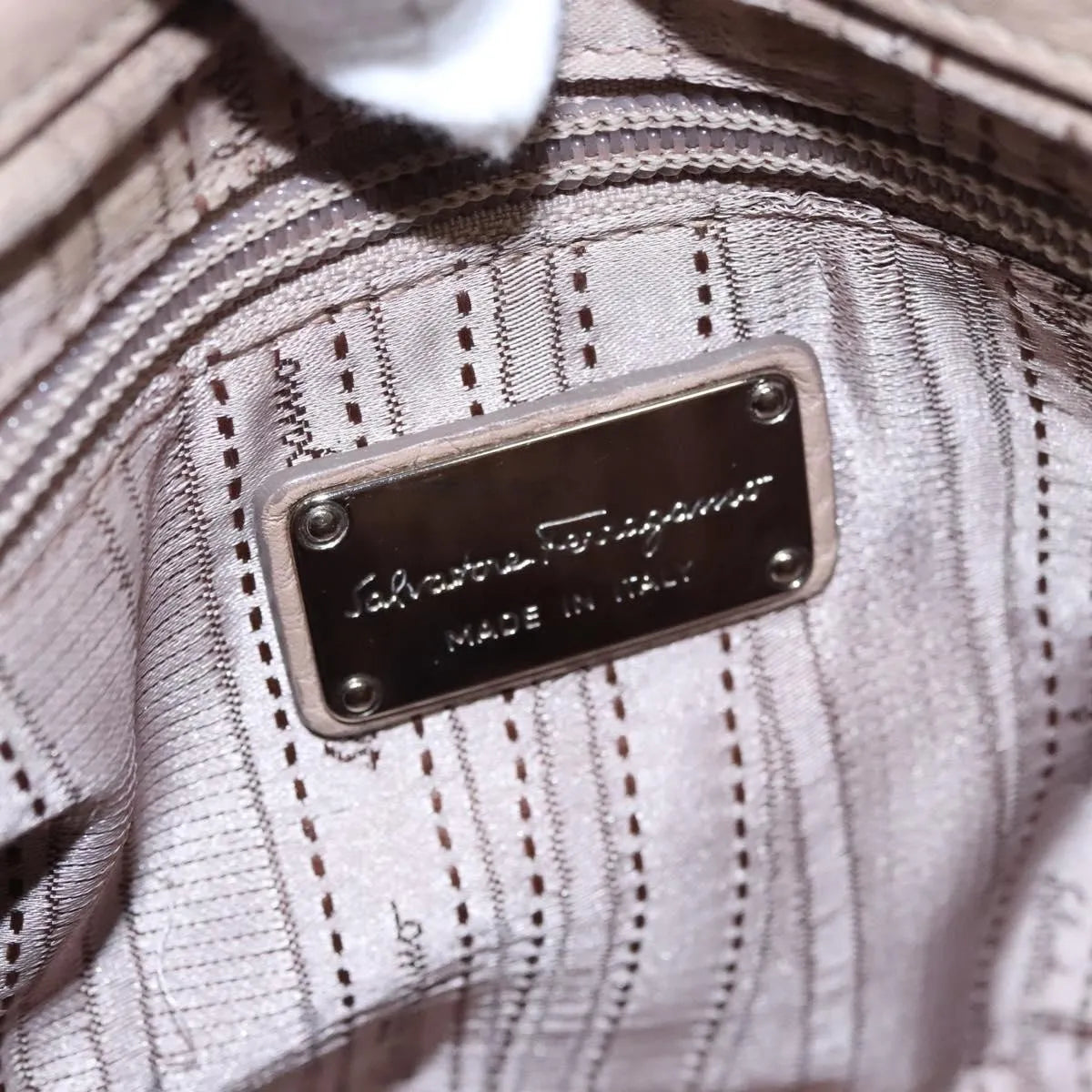 Salvatore Ferragamo Sofia Satchel Leather, Beige, Leather, Handbag