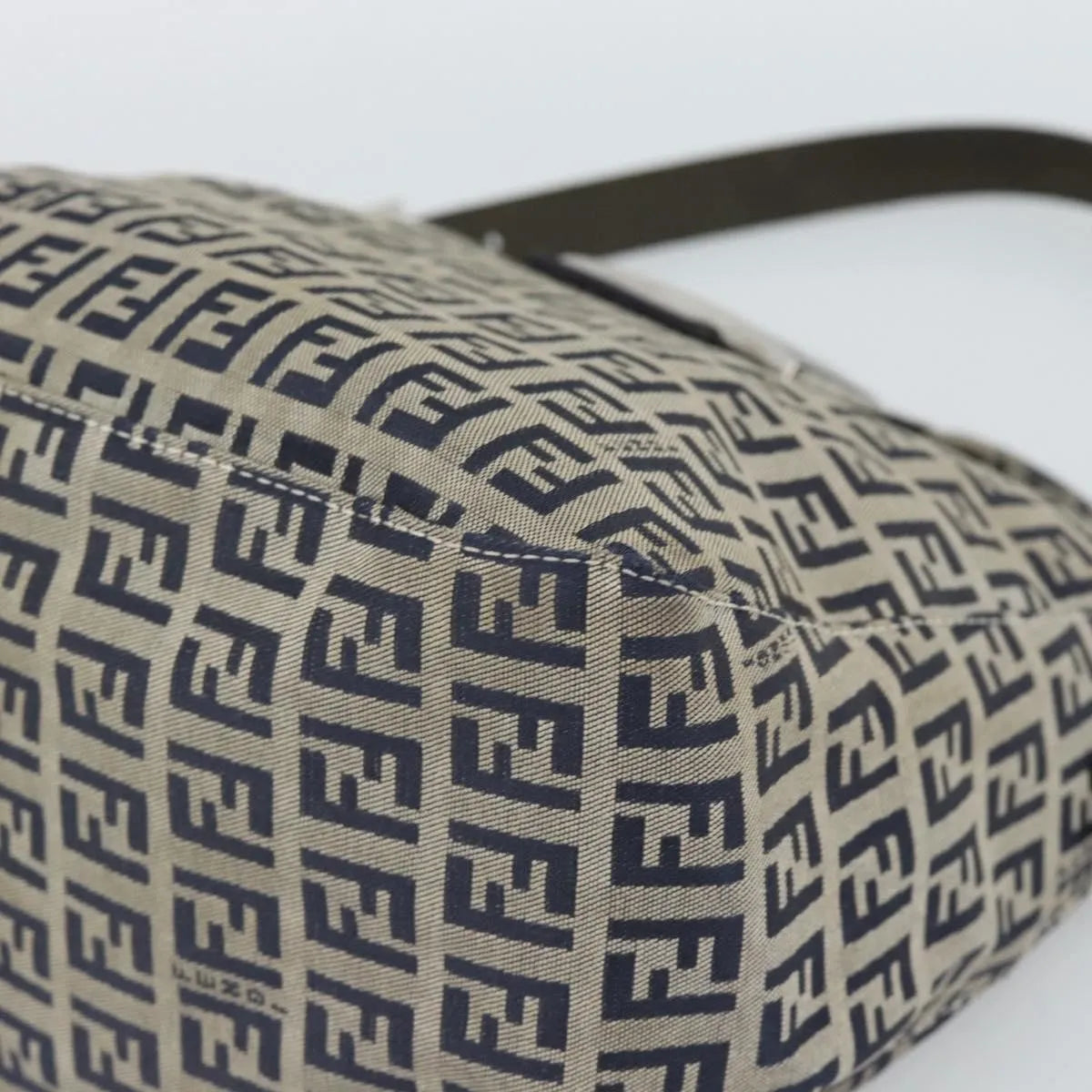 Fendi Zucchino Canvas Mamma Baguette canvas, Navy, Canvas, Shoulder Bag