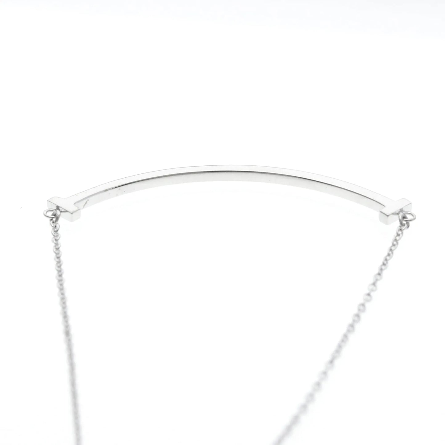 Tiffany & Co. T Smile Pendant 18K White Gold, Silver, White Gold, Necklace