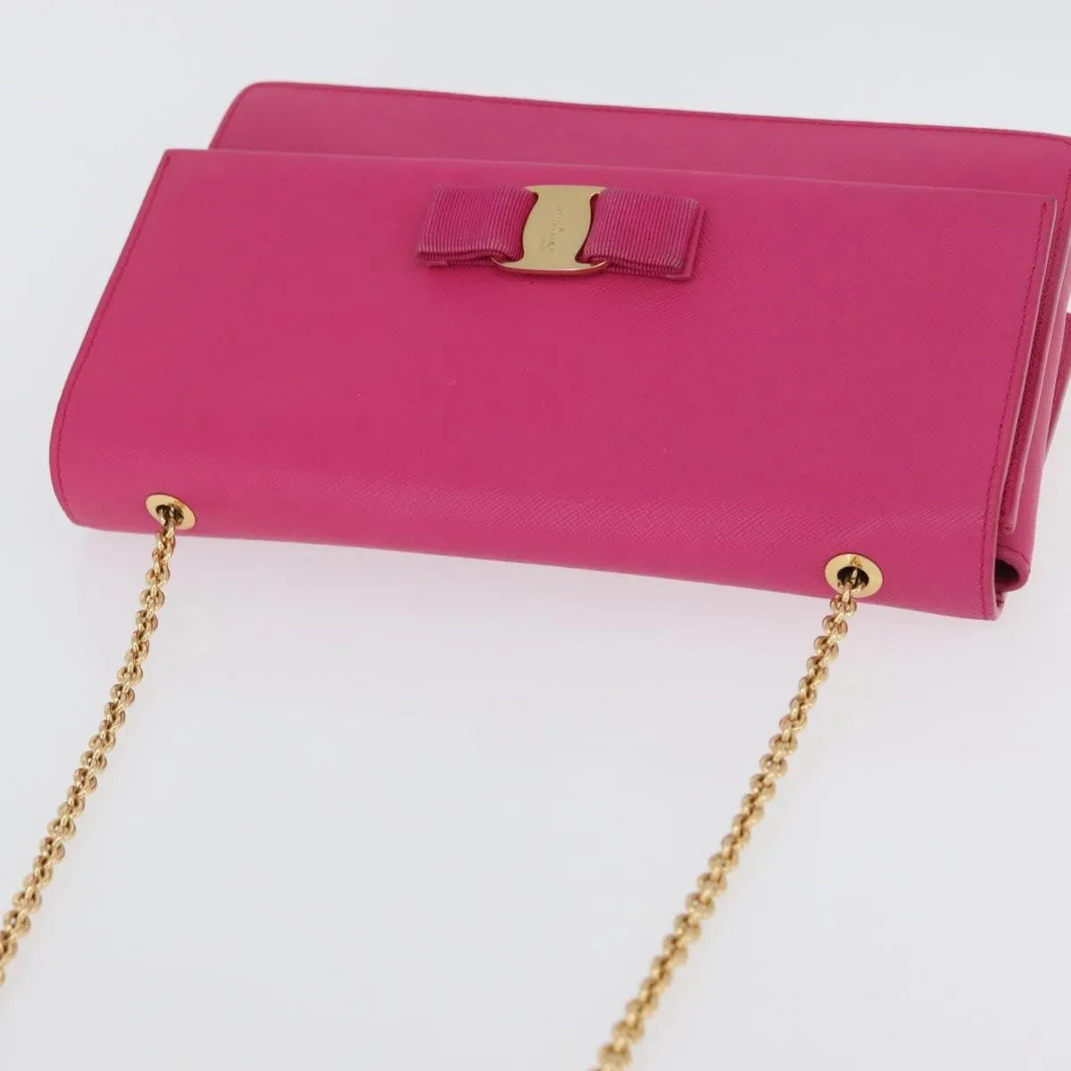 Salvatore Ferragamo Vala Chain Leather, Pink, Leather, Shoulder Bag