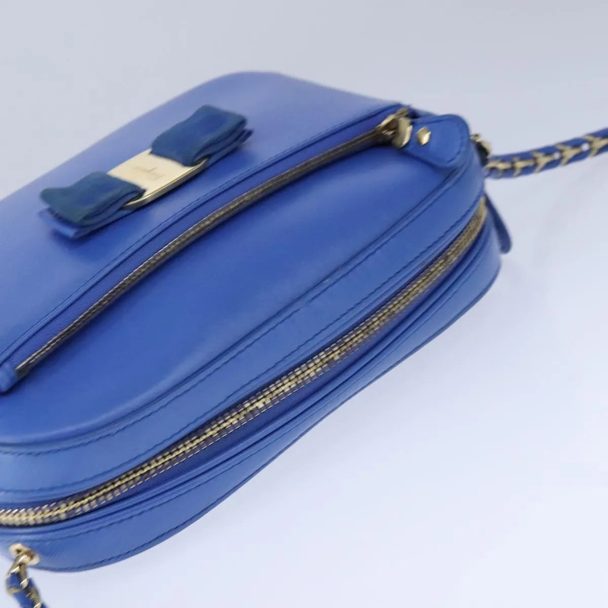 Salvatore Ferragamo Vala Leather, Blue, Leather, Shoulder Bag