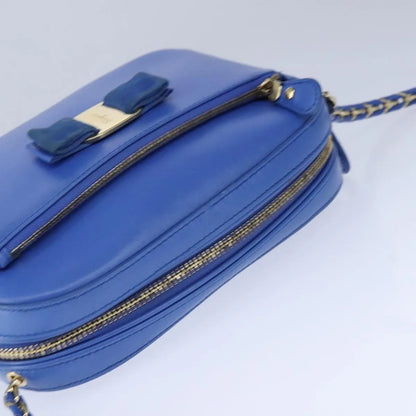 Salvatore Ferragamo Vala Leather, Blue, Leather, Shoulder Bag