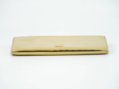 Chanel CC Button Bi-Fold Leather, Beige, Leather, Wallet