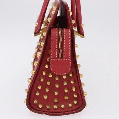 Fendi Studded Handle canvas, Red, Canvas, Handbag