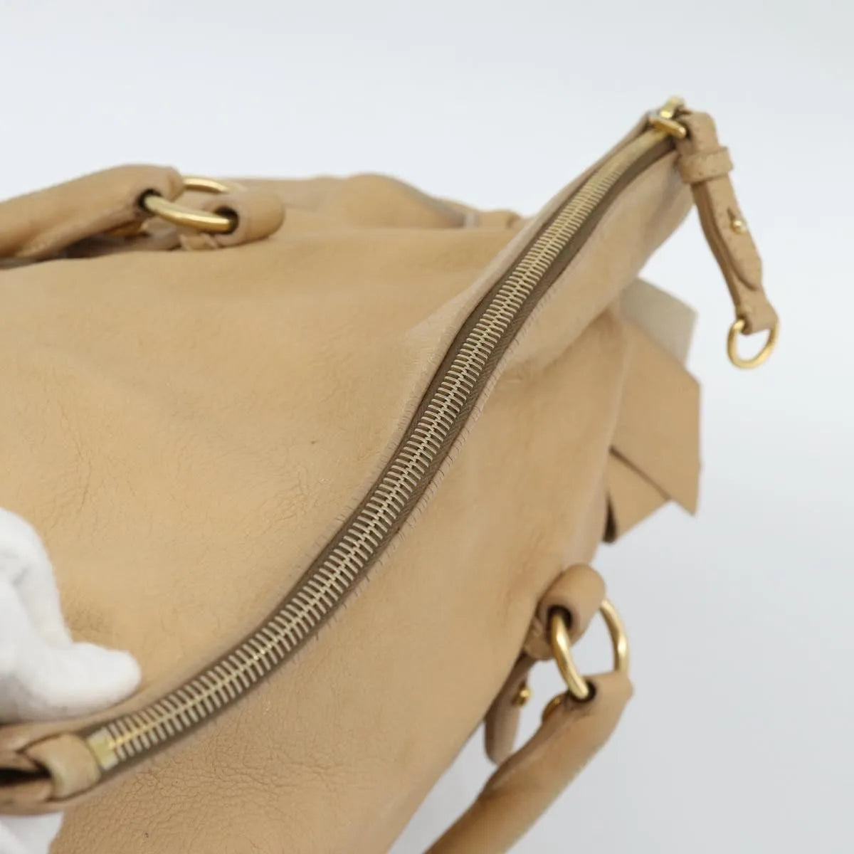 Miu Miu Convertible Satchel Leather, Beige, Leather, Handbag