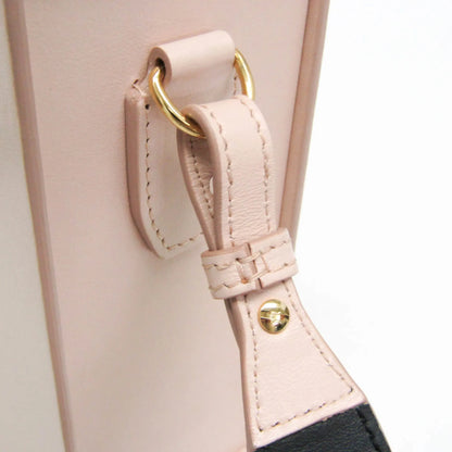 Fendi Logo Vertical Box Leather, Pink, Leather, Shoulder Bag