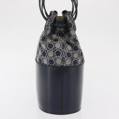 Salvatore Ferragamo Gancini Canvas and leather, Navy, Canvas, Shoulder Bag